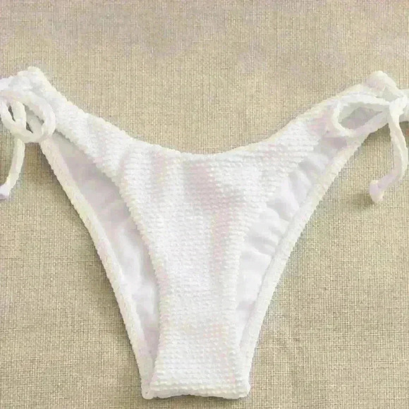 NWT Textured Triangle Wrap Around Solid White Tie Bikini SET - Picture 12 of 14